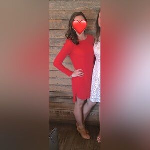 Wayf size xs coral long sleeve crepe dress